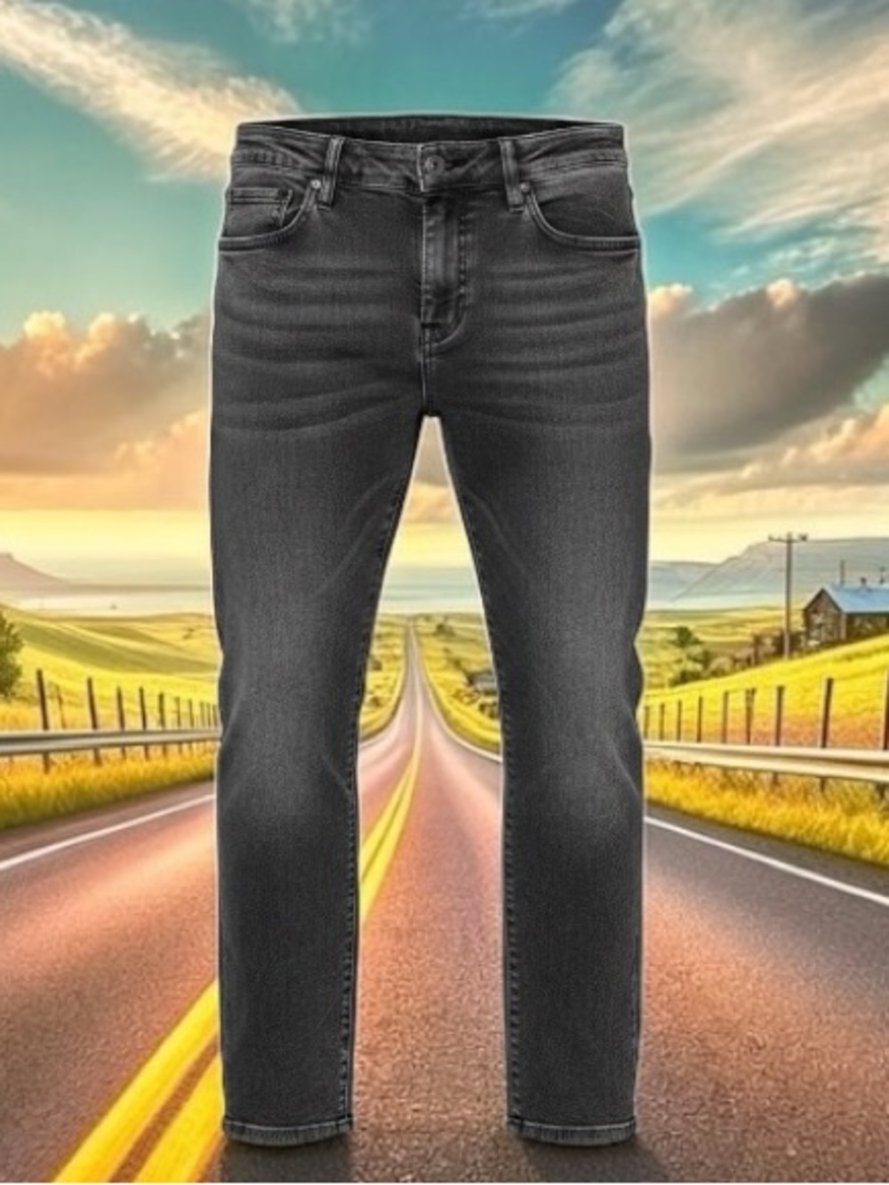 Buffalo David Bitton Men's Washed Gray Slim Straight Jeans